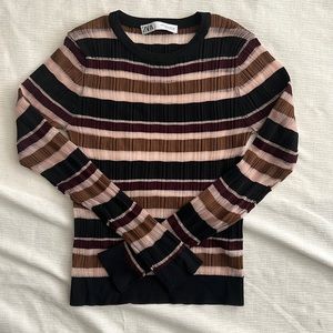 Zara long sleeve. Stripe and sheer.
